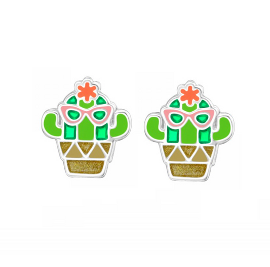 Cool Cactus Sterling Silver Stud Earrings