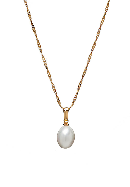 Goldtone Shell Pearl Pendant Necklace