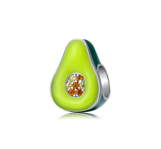 Sterling Silver Green Avocado Cubic Zirconia Charm Bead