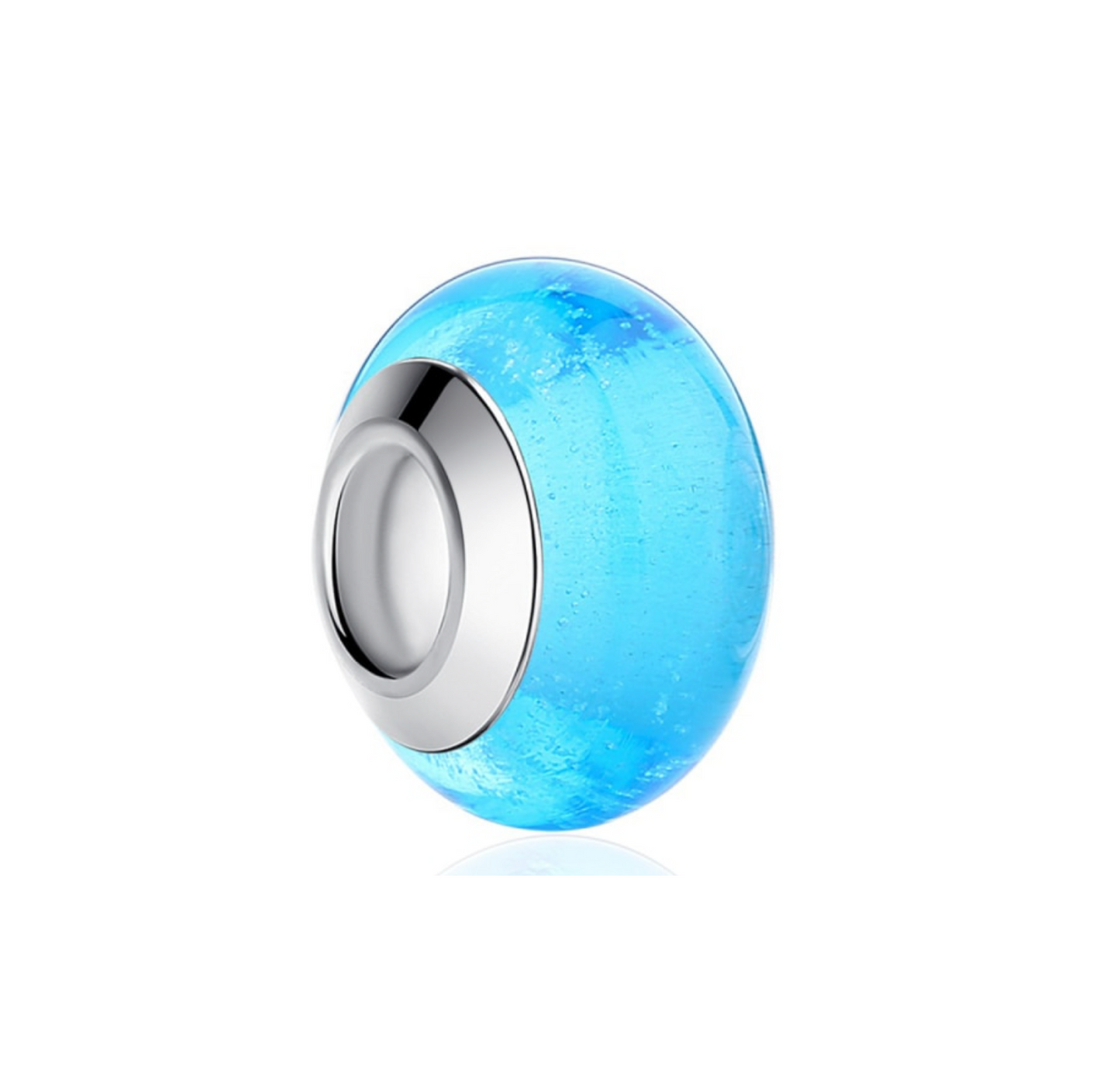 Sterling Silver Aqua Blue Glass Bead Charm