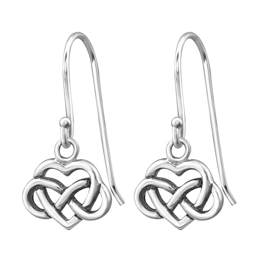 Sterling Silver Celtic Heart Drop Earrings