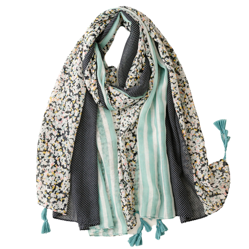 Turquoise Multi Striped Scarf