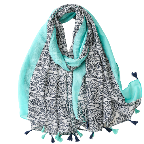 Turquoise And Blue Paisley Scarf