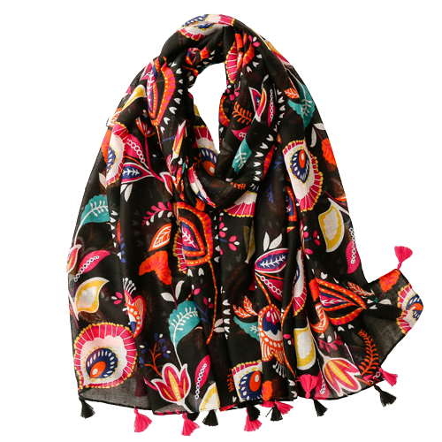 Colorful Paisley And Flower Scarf