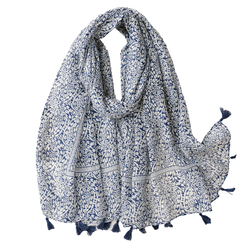 Navy Multi Pattern Scarf