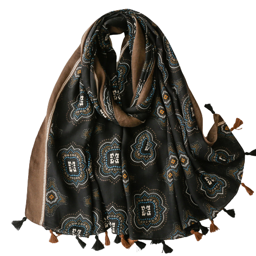 Brown And Black Damask Scarf