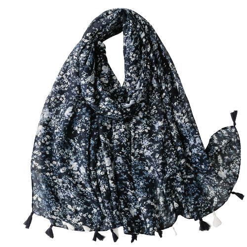 Navy Mini Flower Scarf