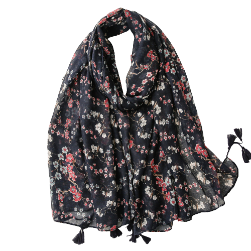 Black Cherry Flower Scarf