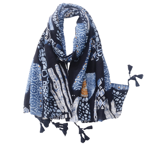 Navy And Blue Pattern Scarf