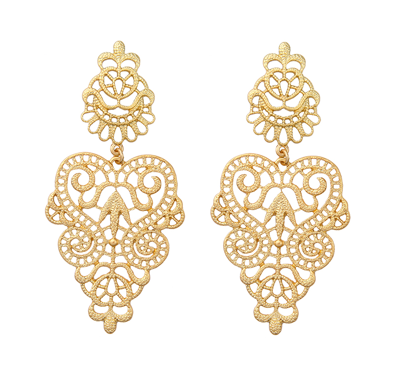 Goldtone Ornate Chandelier Drop Earrings