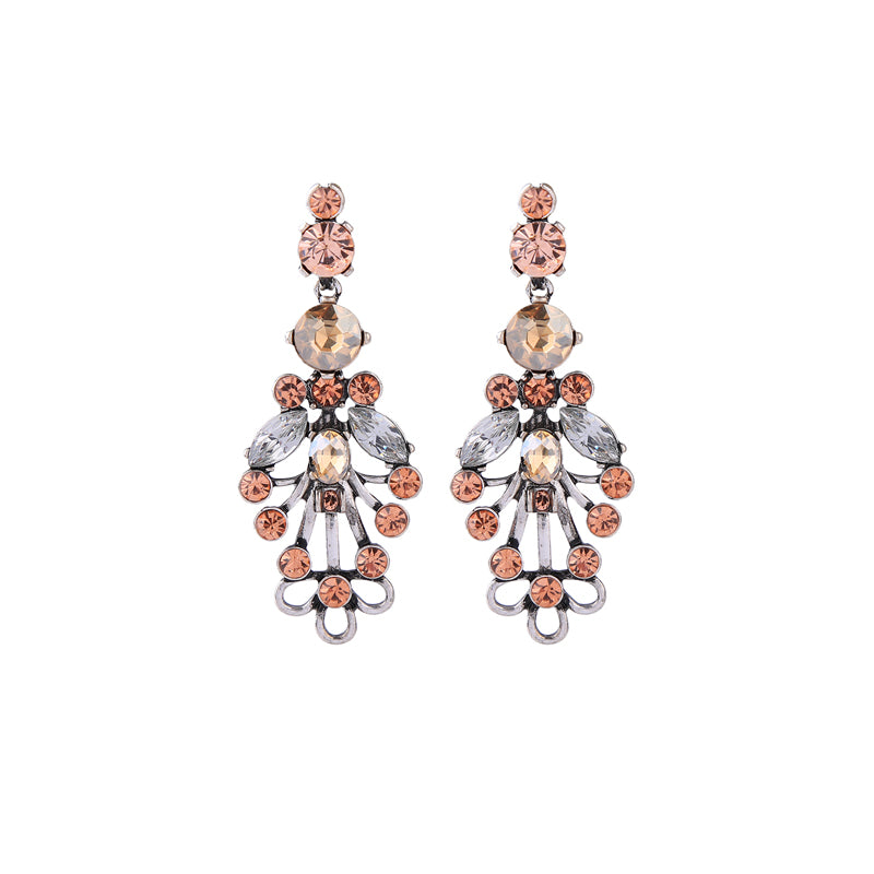 Antique Pink Champagne Crystal Drop Earrings