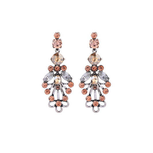 Antique Pink Champagne Crystal Drop Earrings