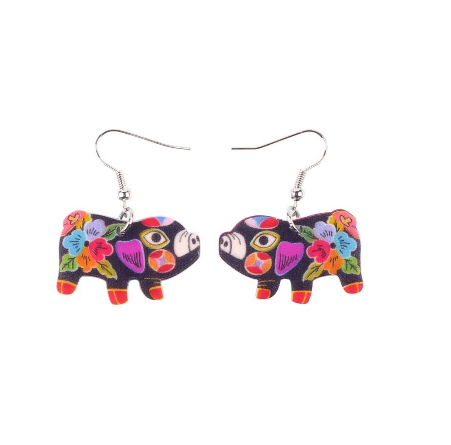 Mosaic Pig Drop Earrings