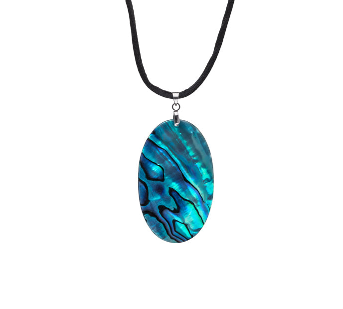 Sterling Silver Paua Oval Pendant Necklace