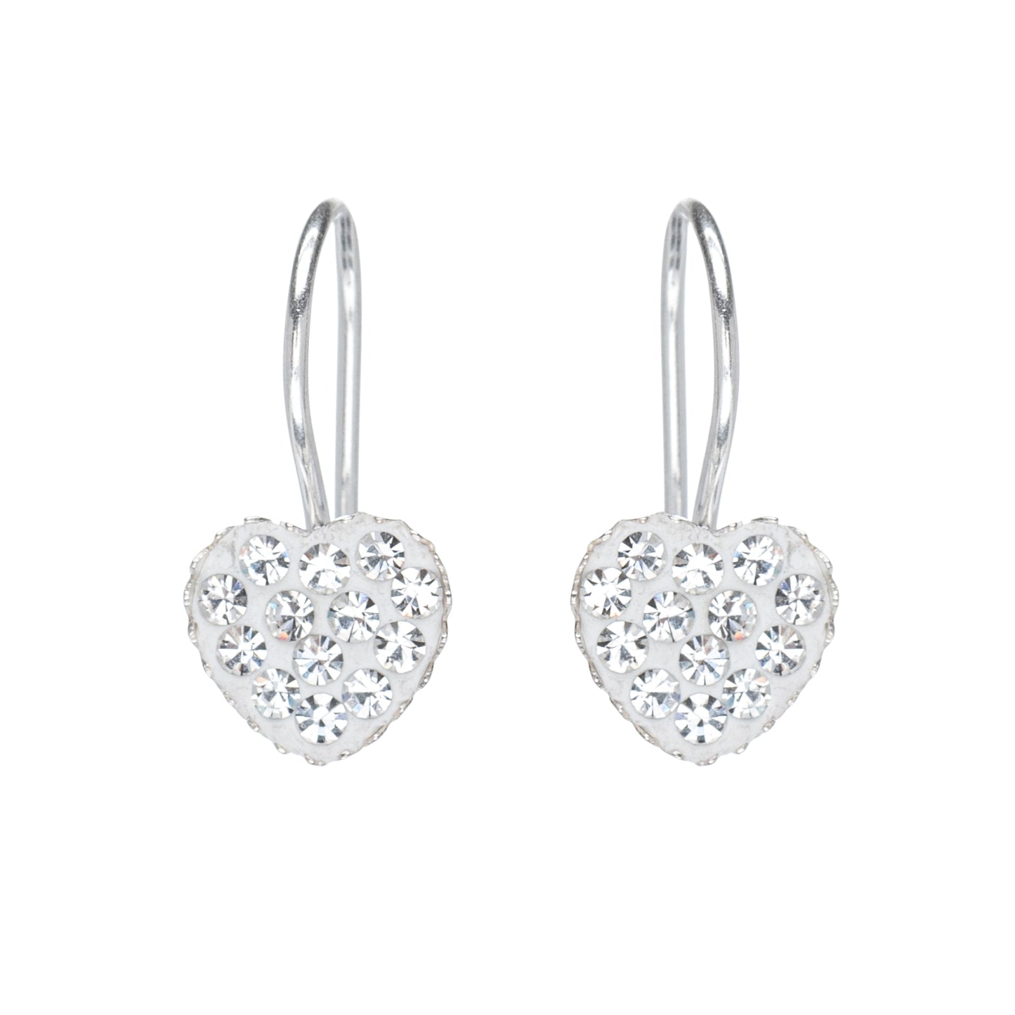 White Cubic Zirconia Heart Sterling Silver Earrings