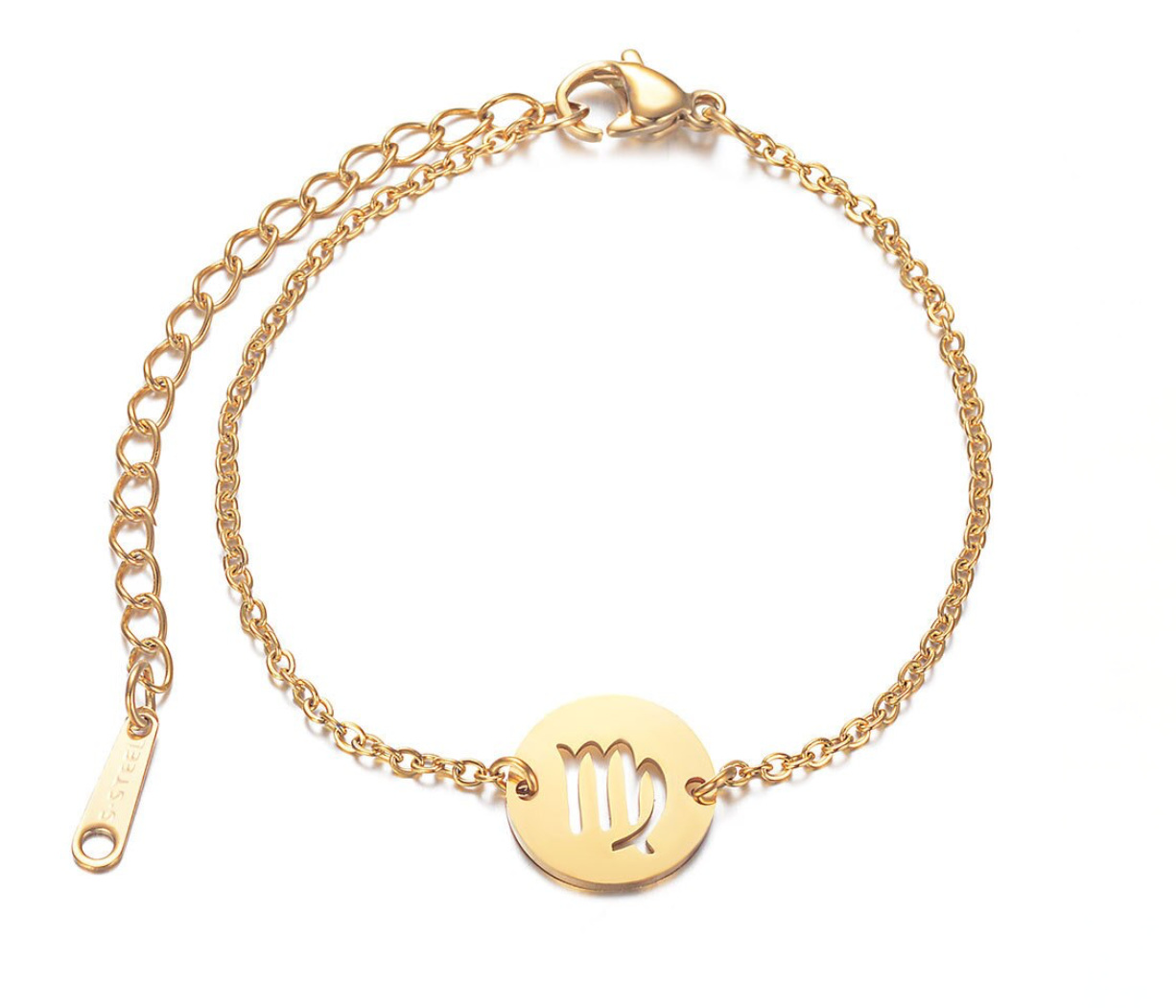 Goldtone Zodiac Sign Circular Bracelet