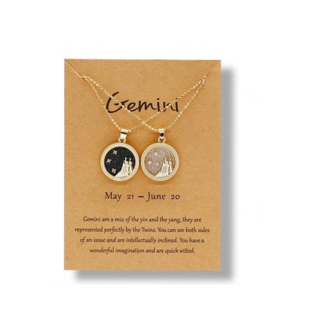 Crystal & 18K Goldtone Plated Zodiac Circular Set of 2 Pendant Necklaces