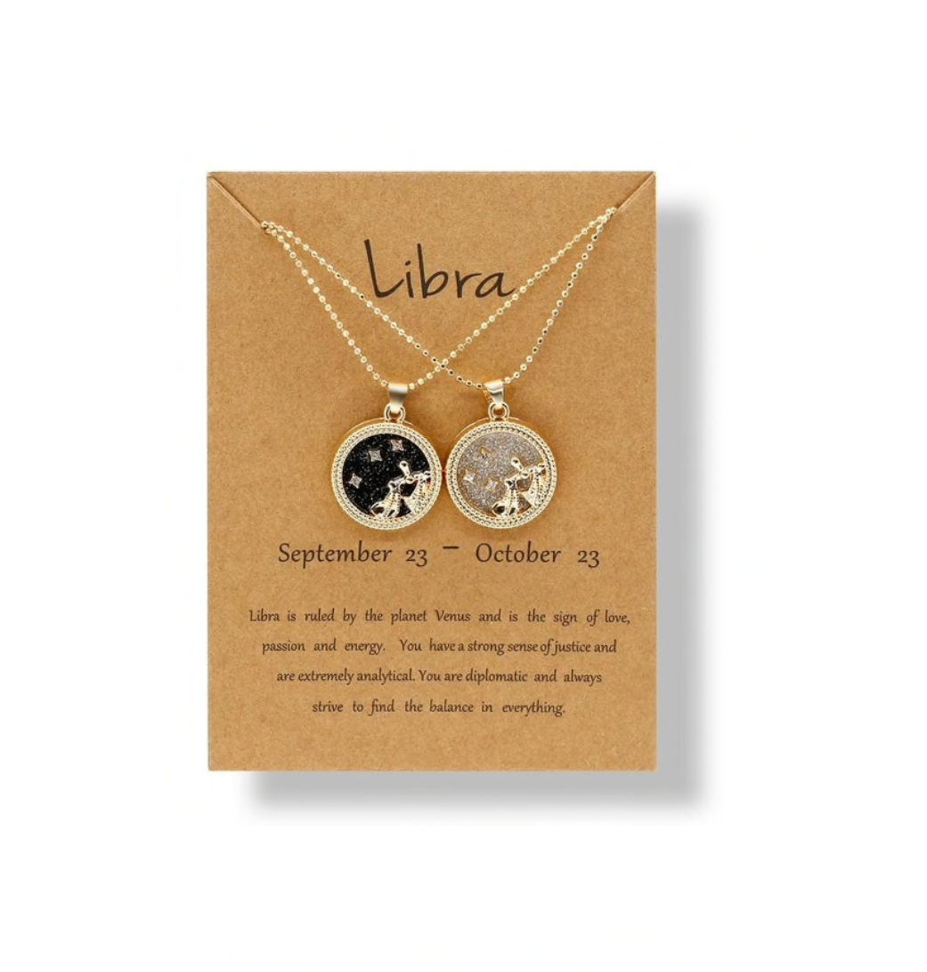 Crystal & 18K Goldtone Plated Zodiac Circular Set of 2 Pendant Necklaces