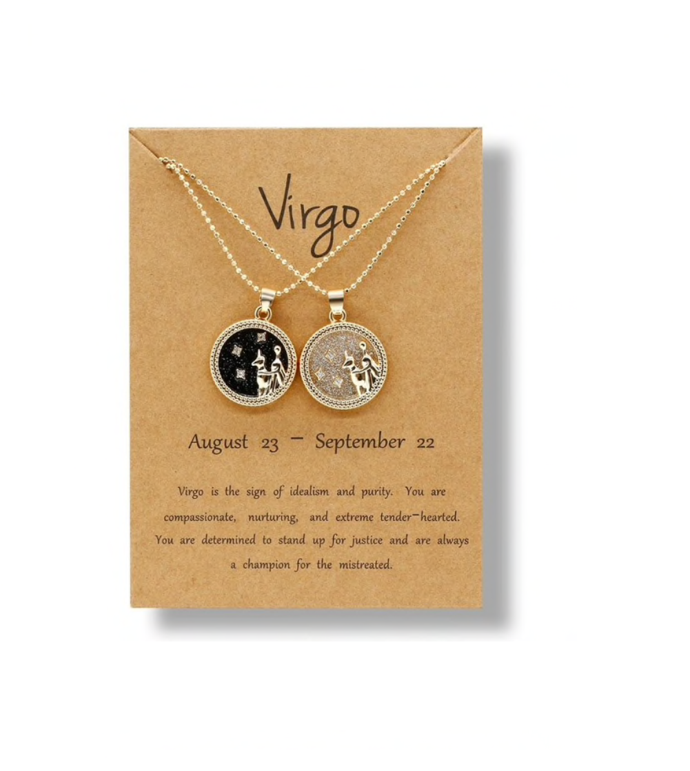 Crystal & 18K Goldtone Plated Zodiac Circular Set of 2 Pendant Necklaces