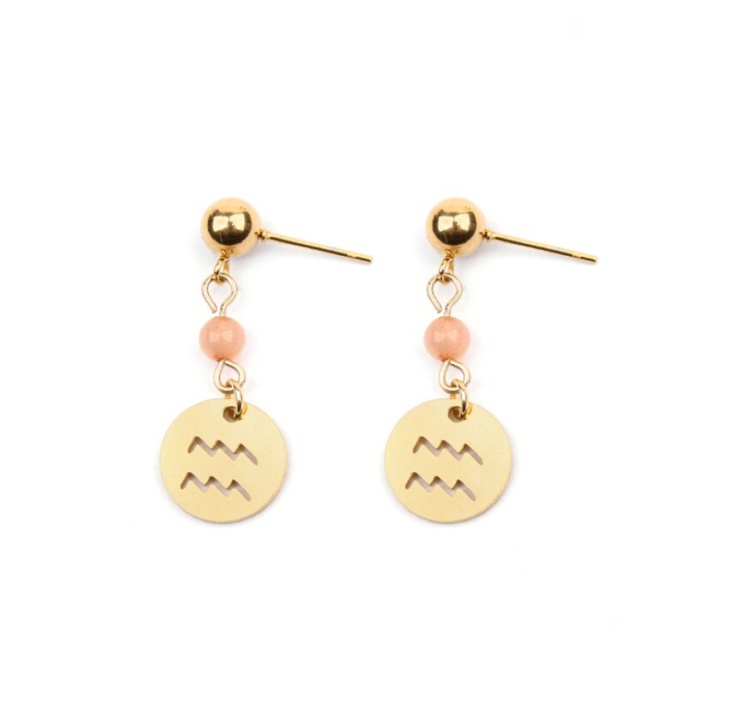 Crystal & 18k Goldtone Plated Astrological Sign Drop Earrings