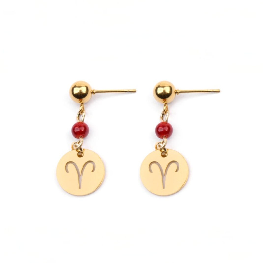 Crystal & 18k Goldtone Plated Astrological Sign Drop Earrings