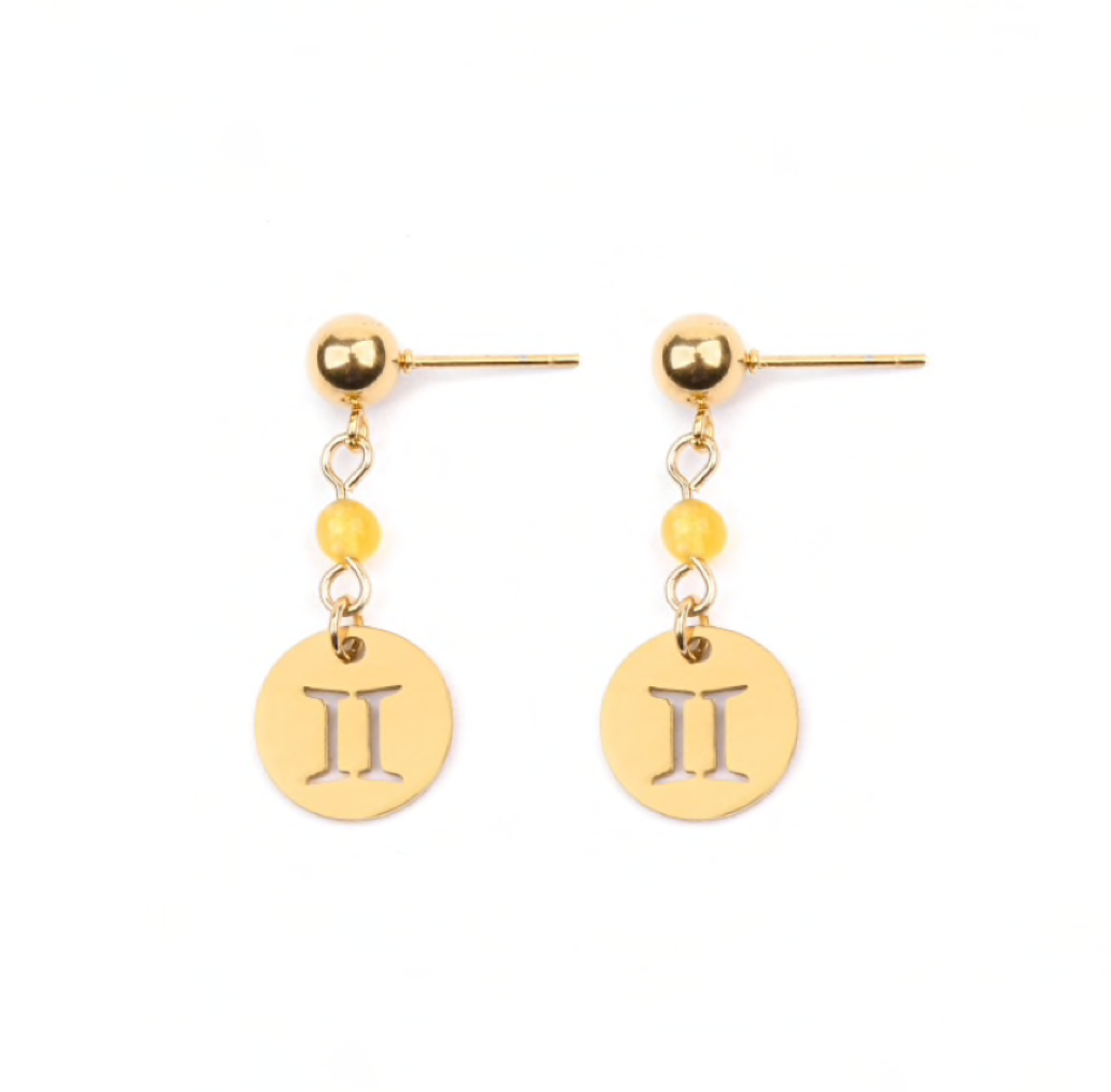 Crystal & 18k Goldtone Plated Astrological Sign Drop Earrings