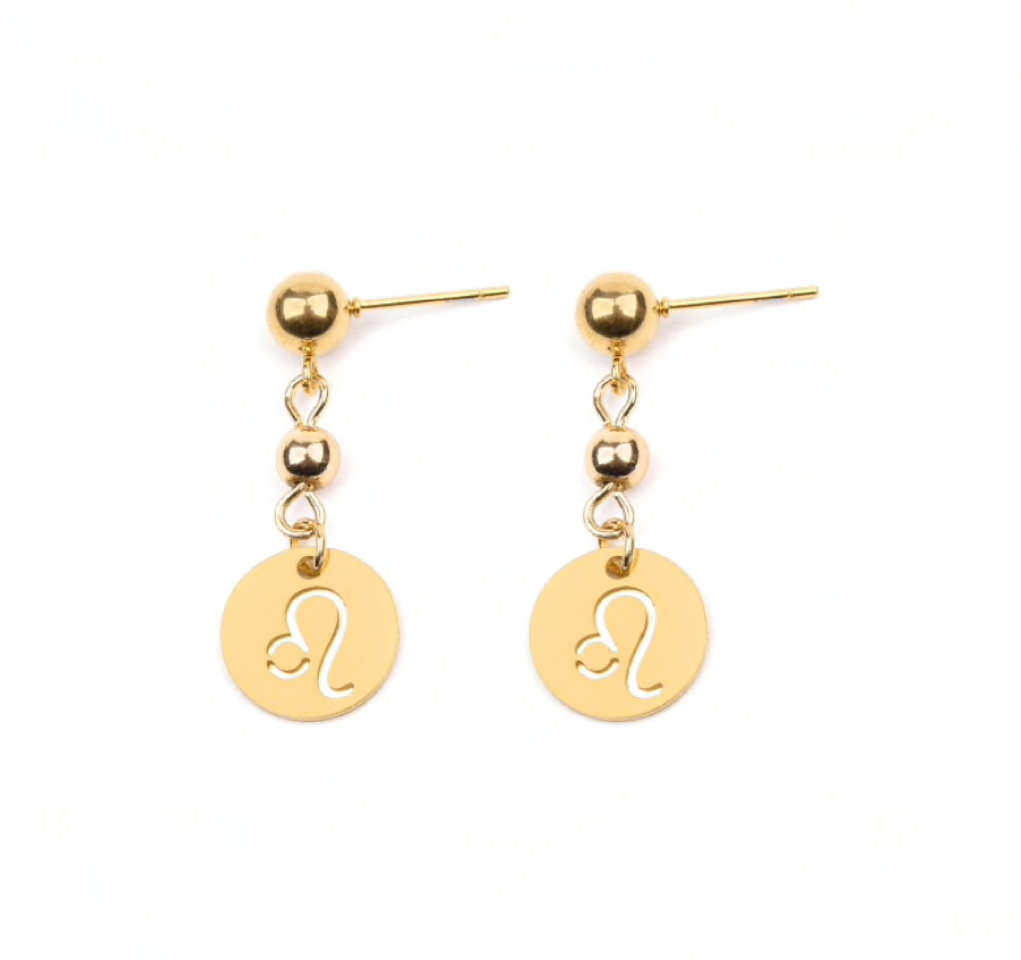 Crystal & 18k Goldtone Plated Astrological Sign Drop Earrings