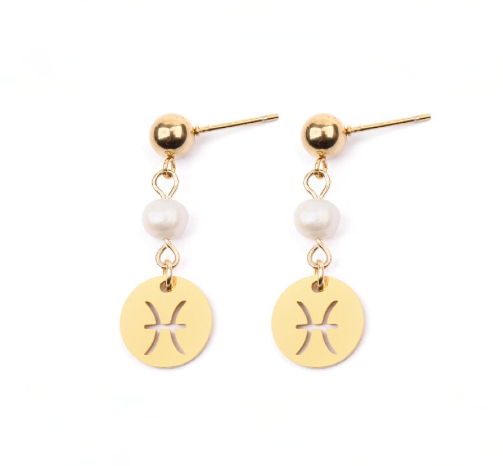 Zodiac Drop Earrings – 14K Gold-Plated Stainless Steel