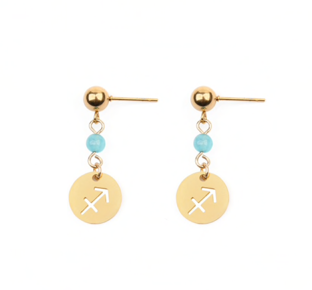 Crystal & 18k Goldtone Plated Astrological Sign Drop Earrings