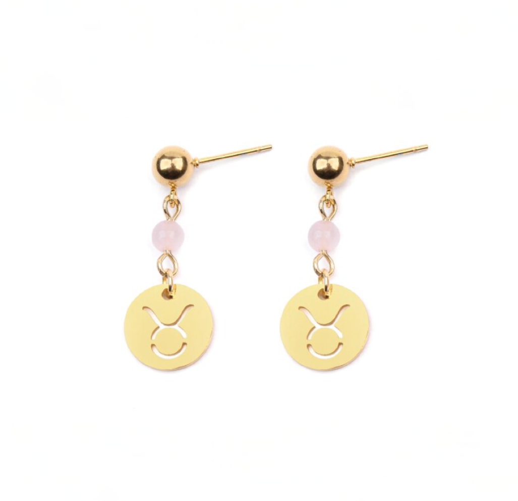 Crystal & 18k Goldtone Plated Astrological Sign Drop Earrings