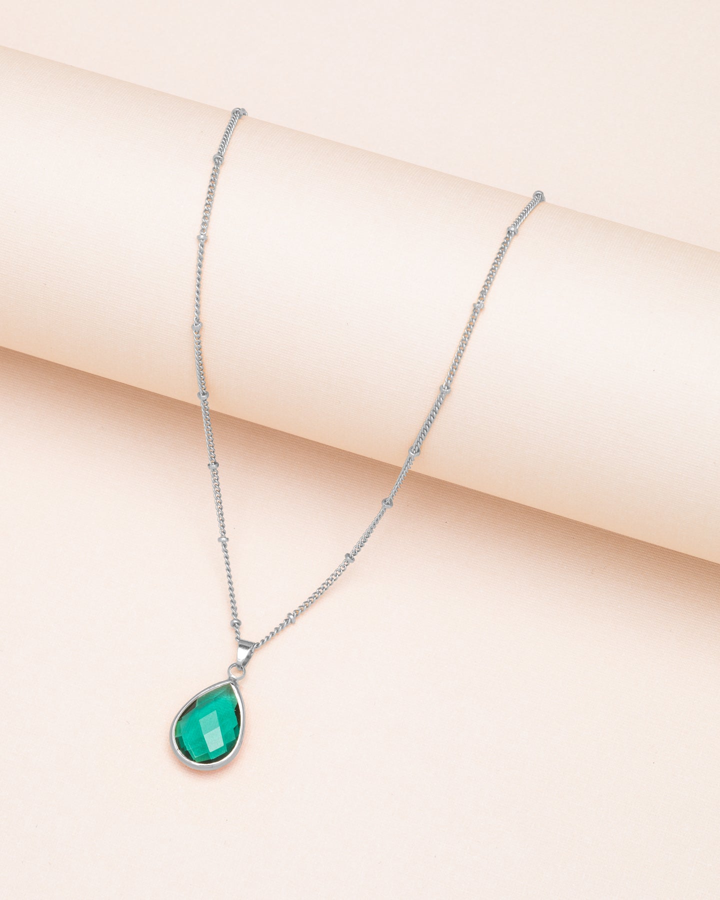 Teardrop Faceted Birthstone Pendant Necklace