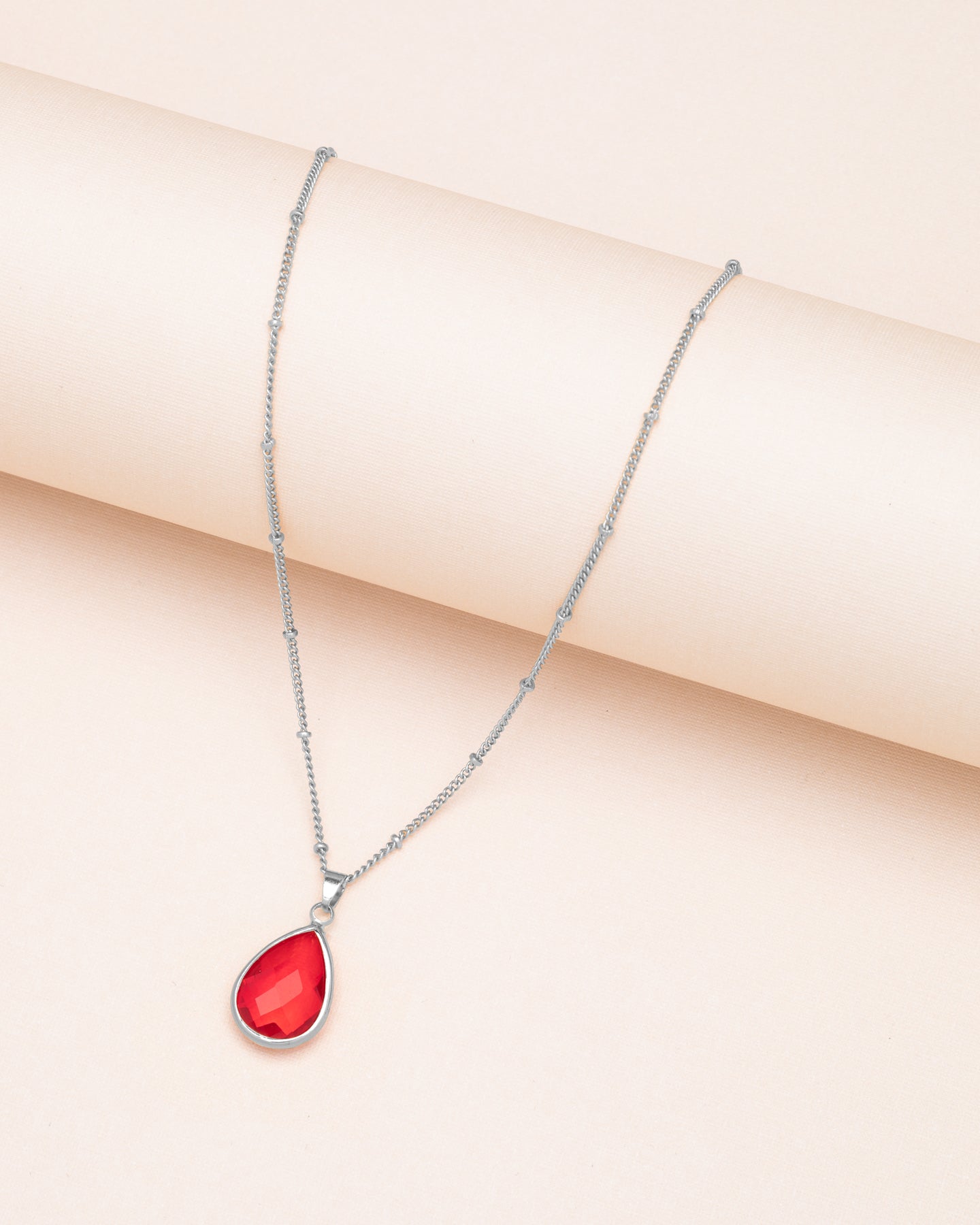 Teardrop Faceted Birthstone Pendant Necklace