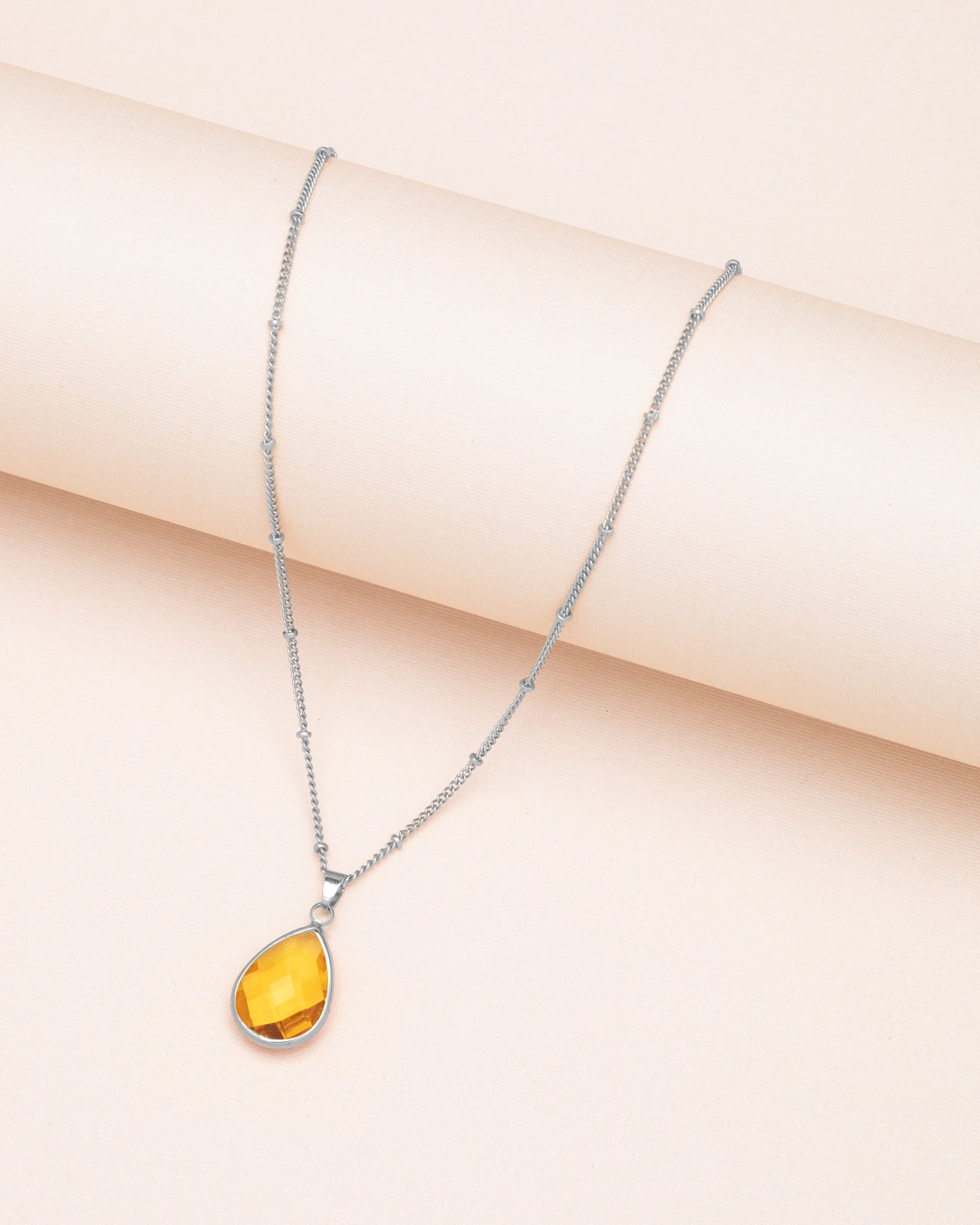 Teardrop Faceted Birthstone Pendant Necklace