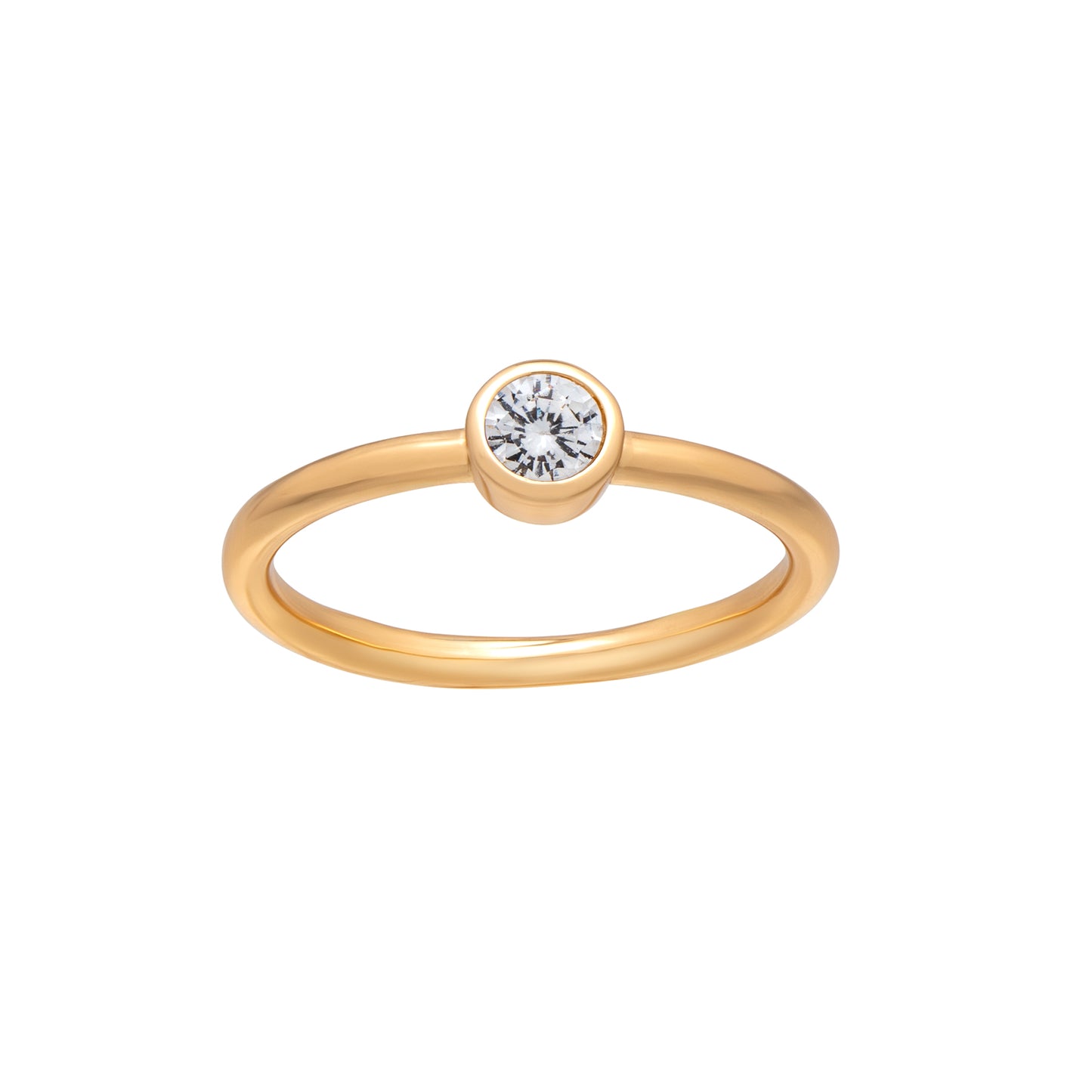 Goldtone CZ Birthstone Stackable Solitaire Ring