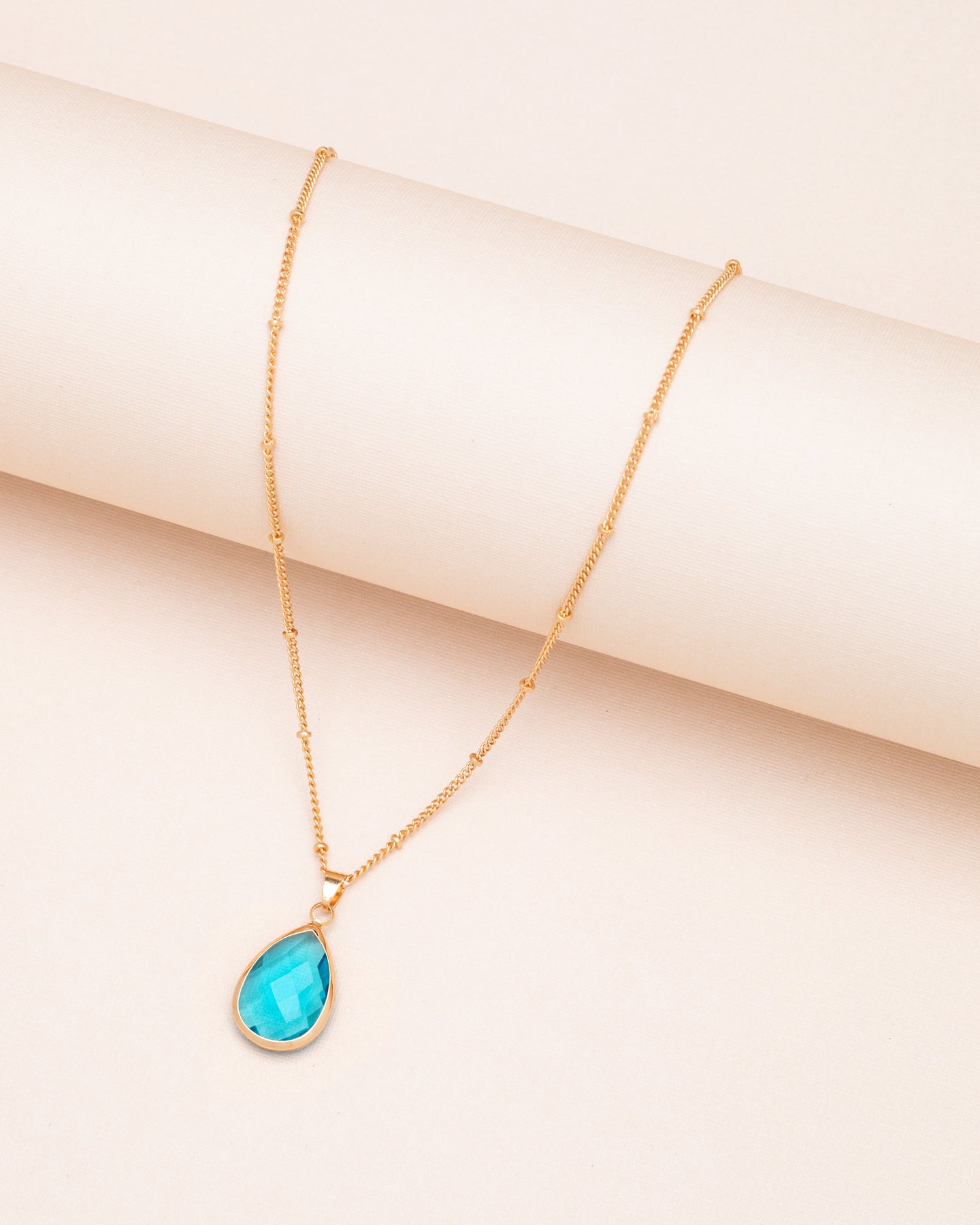 Teardrop Faceted Birthstone Pendant Necklace