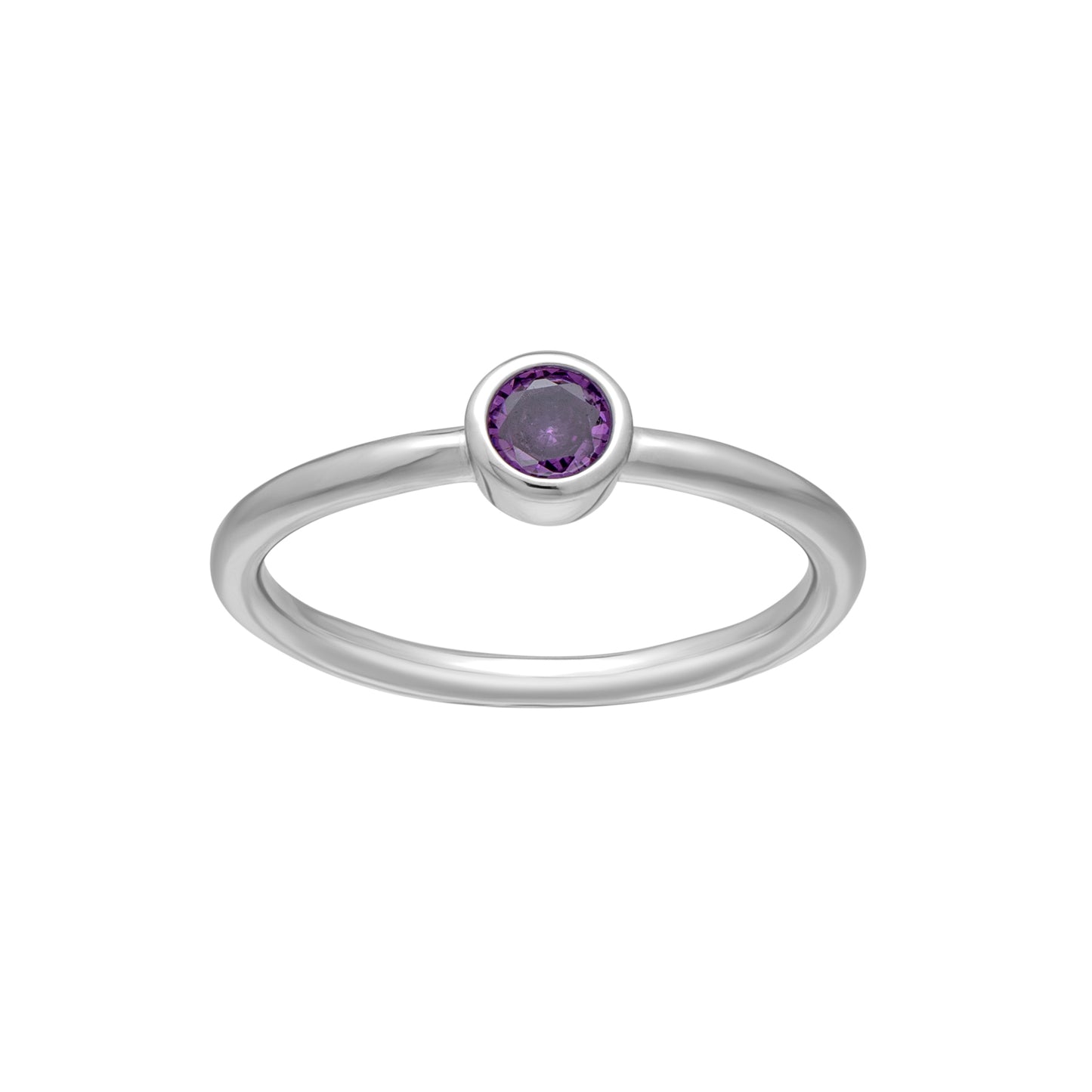 Silvertone CZ Birthstone Solitaire Ring