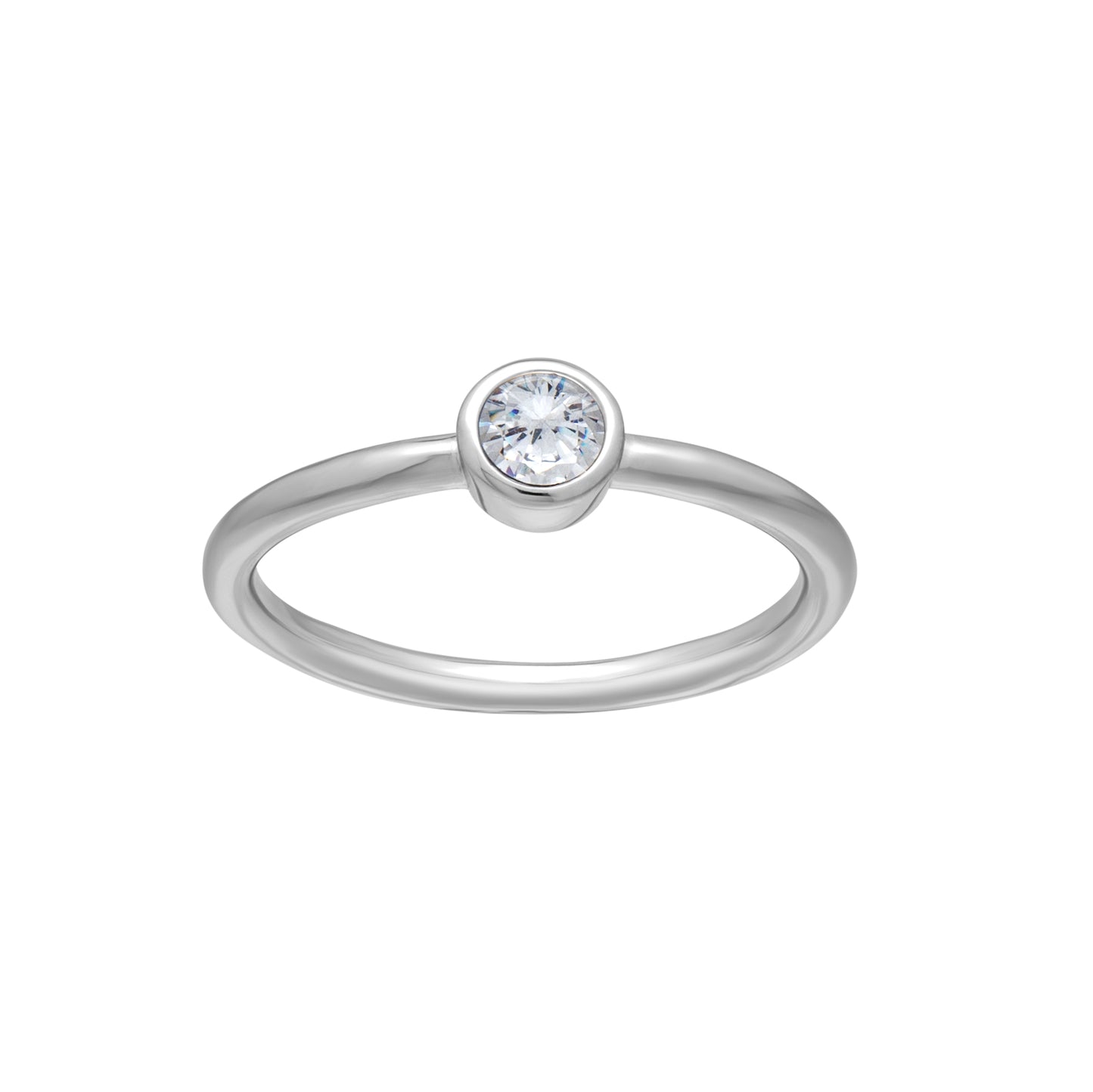 Silvertone CZ Birthstone Solitaire Ring