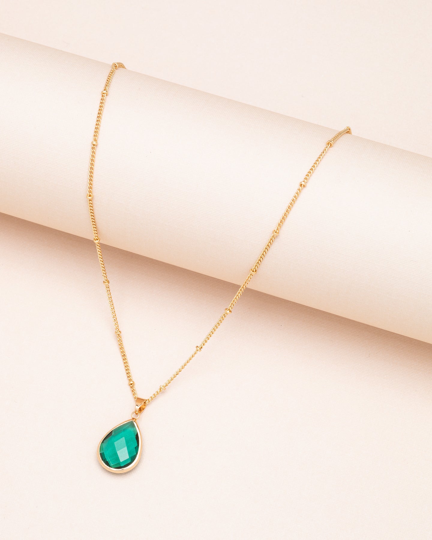 Teardrop Faceted Birthstone Pendant Necklace