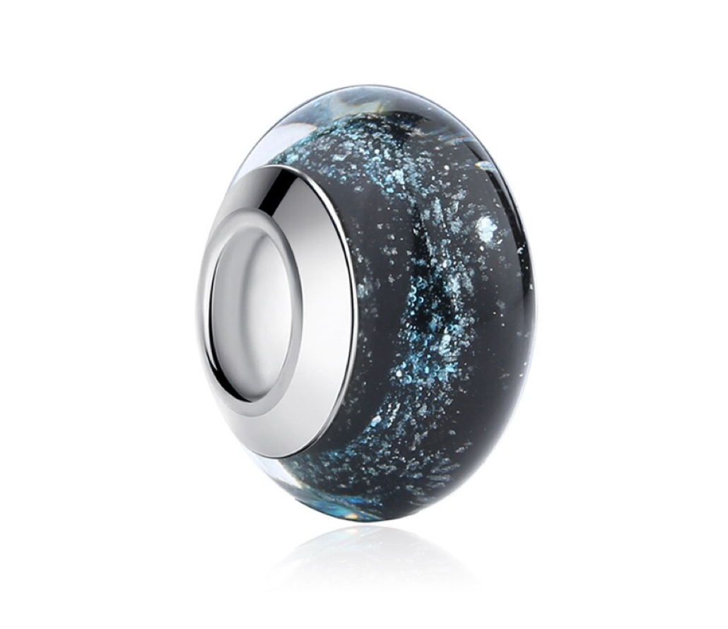 Sterling Silver Black Galaxy Glass Bead Charm