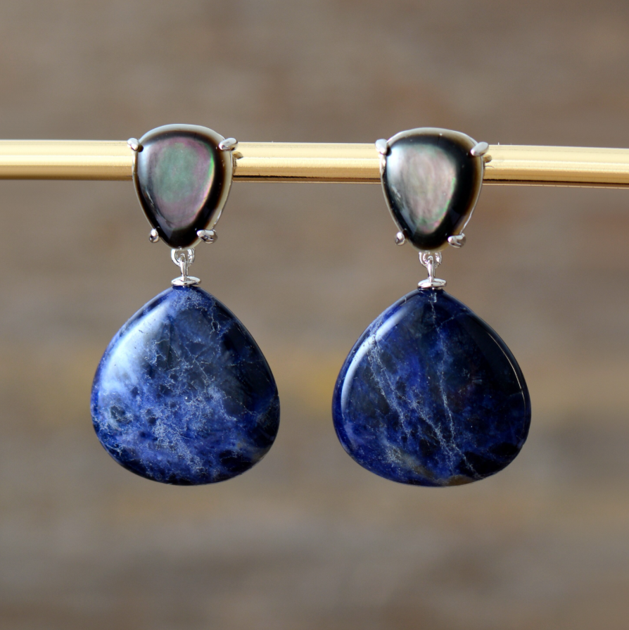 Sodalite Teardrop Gemstone Earrings