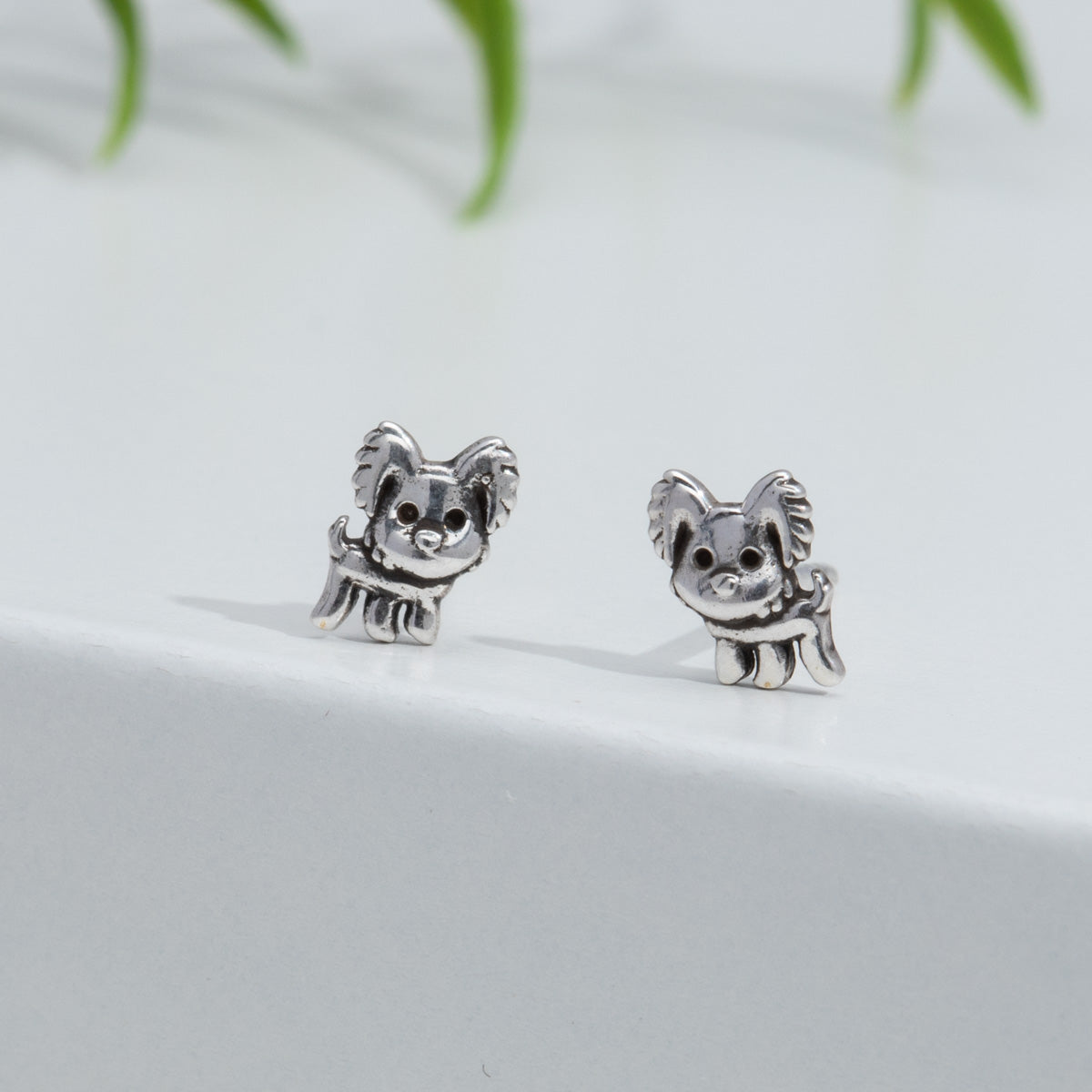 Sterling Silver Maltese Dog Stud Earrings