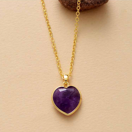 Goldtone Amethyst Heart Pendant Necklace