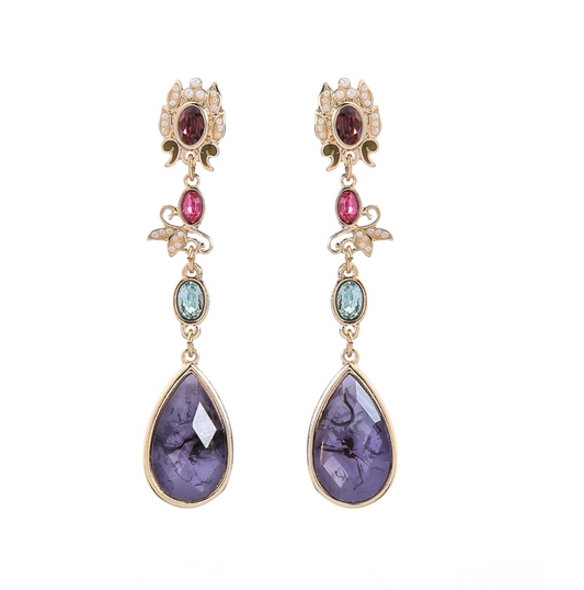 Violet Crystal Goldtone Fairy Drop Earrings