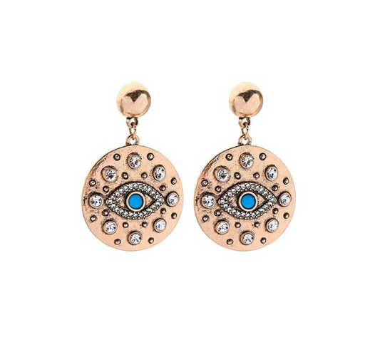 Blue Crystal All Seeing Eye Drop Earrings