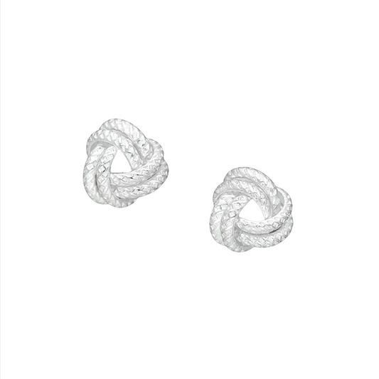 Sterling Silver Textured Knotted Stud Earrings