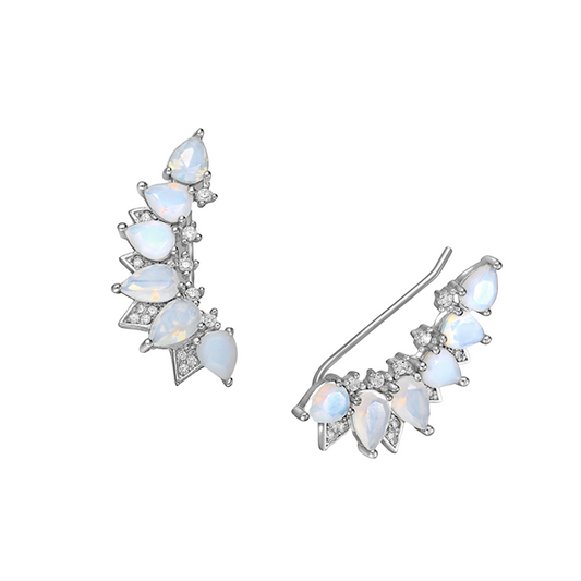 Sterling Silver Moonlight Cubic Zirconia Teardrop Threader Earrings