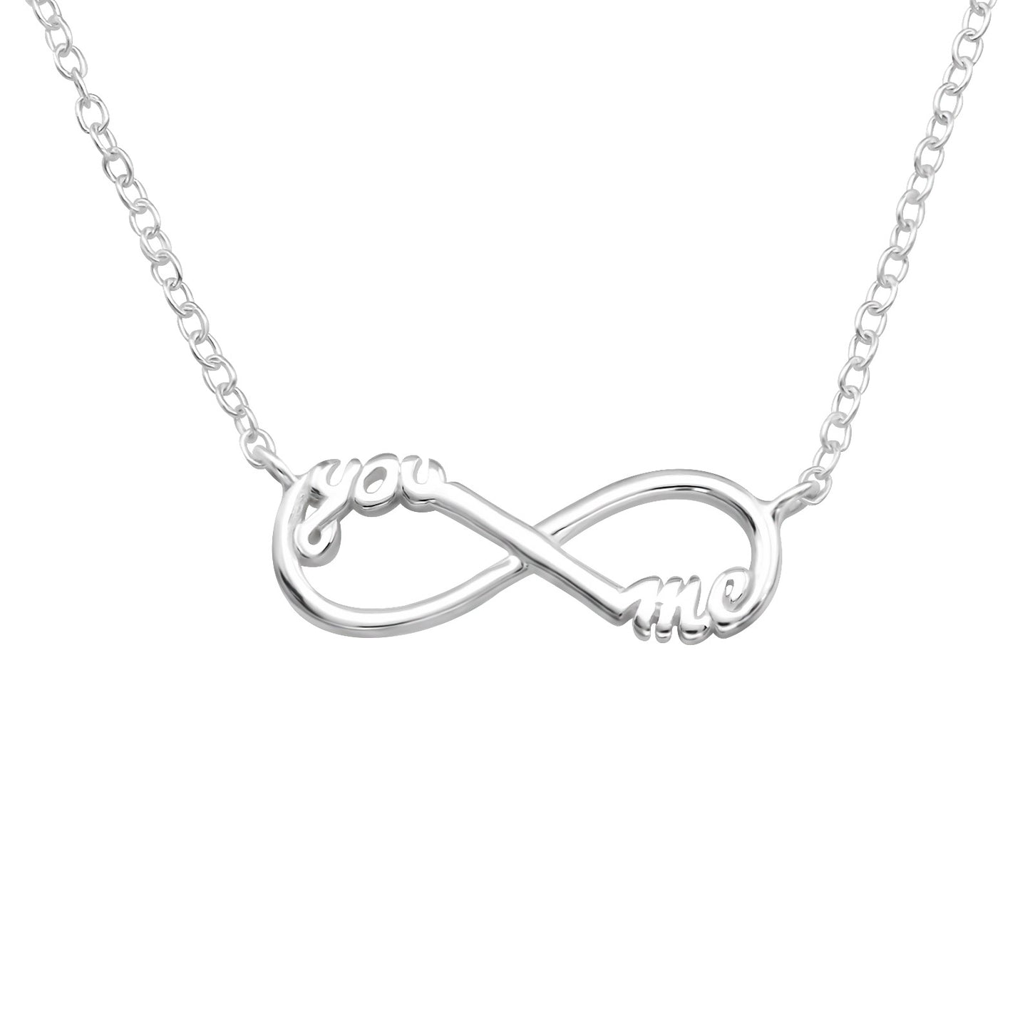 Sterling Silver You Me Infinity Pendant Necklace