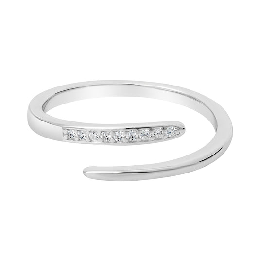 Sterling Silver Cubic Zirconia Bypass Ring