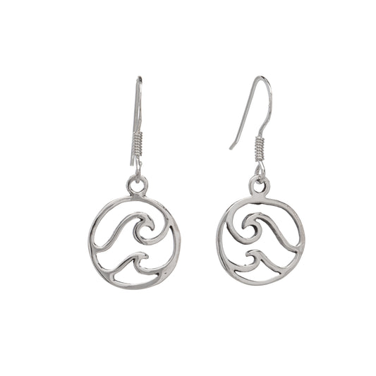 Sterling Silver Dual Wave Drop Earrings