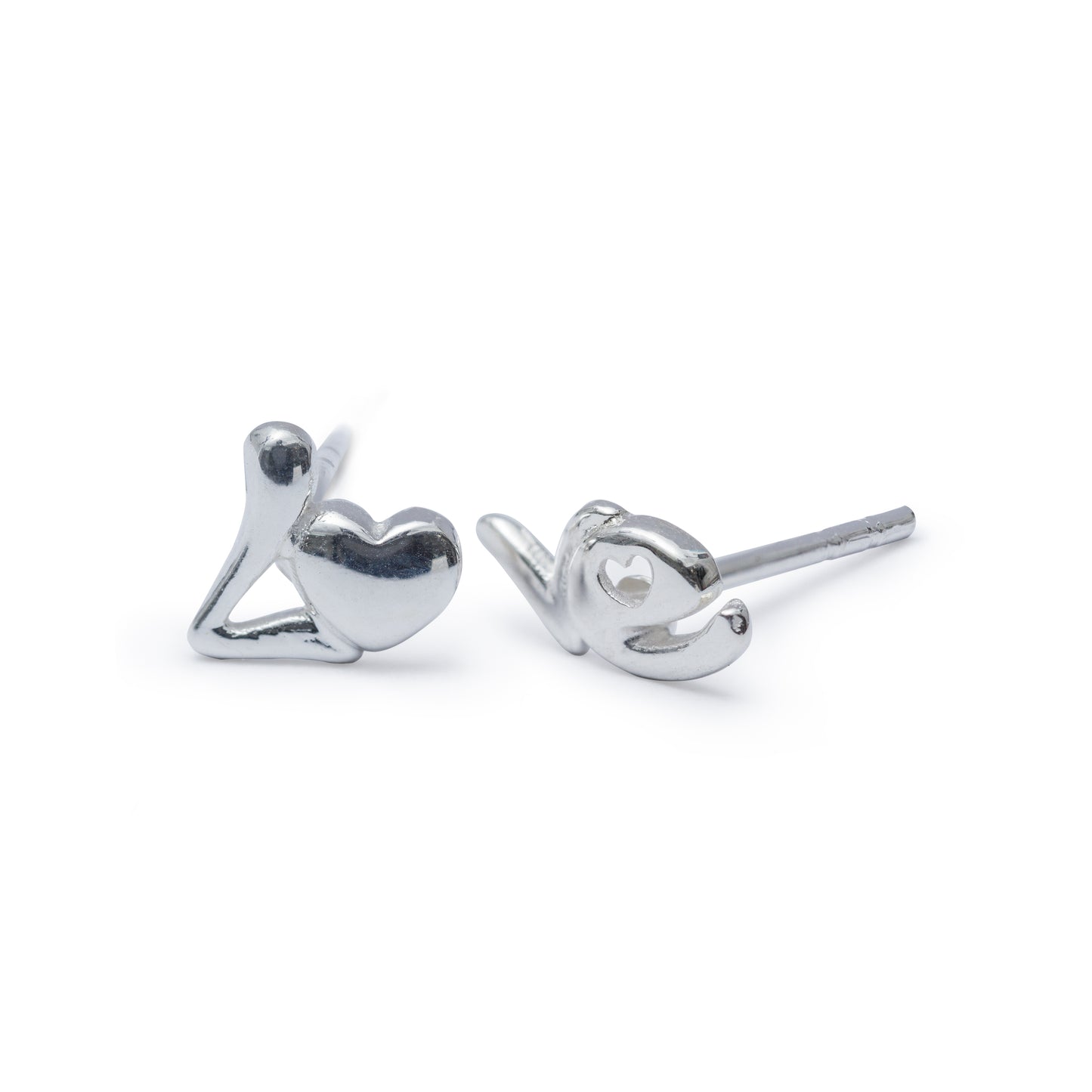 Sterling Silver Love Heart Stud Earrings